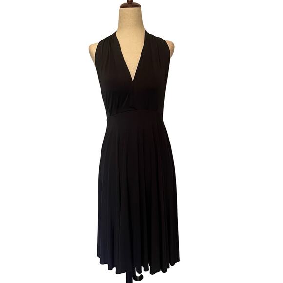 Elan Halter Dress OS Black Y2K Wide Sash Strap Boho Glam Festival Resort Elegant - Picture 1 of 9